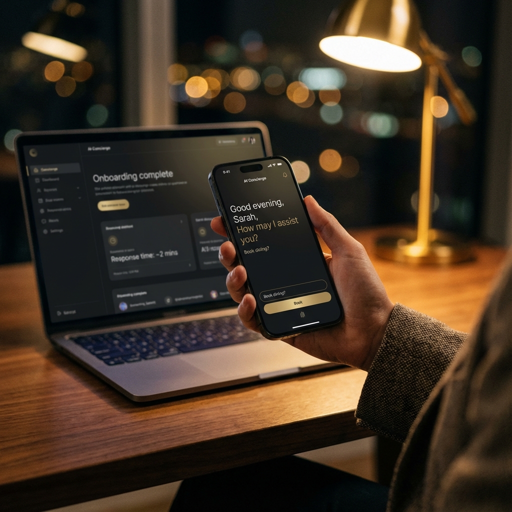 AI Concierge displaying rapid response dashboard and mobile interface