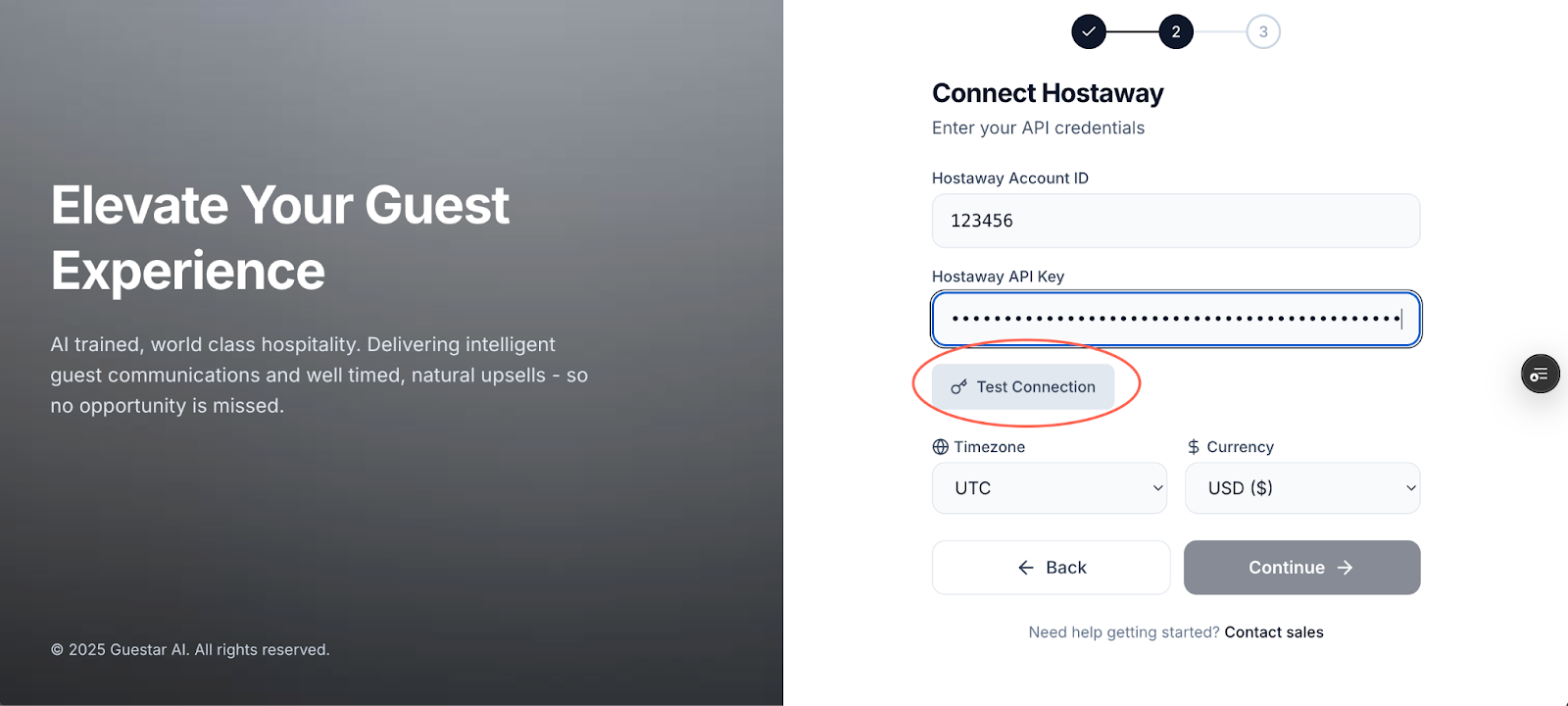 Connect Hostaway Screen